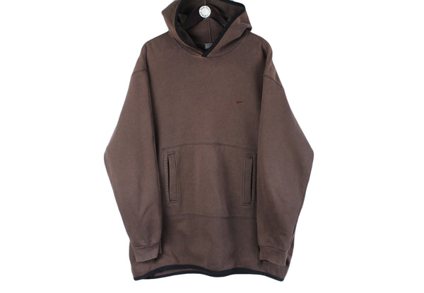 Vintage Nike Hoodie XLarge / XXLarge brown 90s small swoosh logo oversize retro jumper