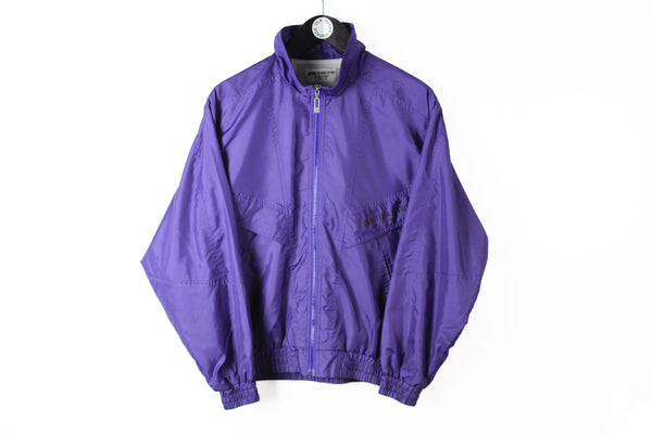 Vintage Cerruti 1991 Sport Track Jacket Women's Large purple big logo 90s windbreaker authentic luxury sportswear