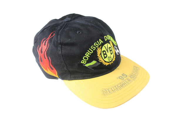 Vintage Borussia Dortmund 1995 Cap black yellow big logo 90s Champions Bundesliga Deutscher Meister retro football hat