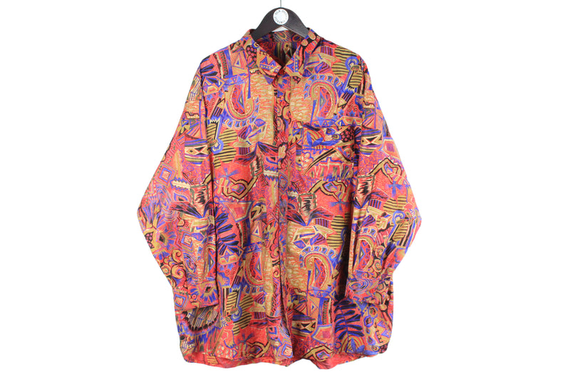 Vintage Shirt Women’s XXLarge abstract pattern 90s retro oversize free fit blouse