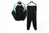 Vintage Adidas Tracksuit Large black green big logo 90s sport athletic suit