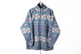 Vintage Fleece 1/4 Zip Large abstract pattern 90s ski sport sweater