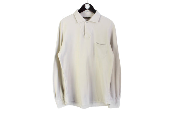 Loro Piana Long Sleeve Polo T-Shirt Large beige authentic luxury jumper rugby shirt style