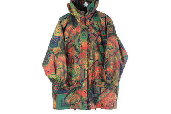 Vintage Jacket Women’s XLarge multicolor 90s retro hooded windbreaker rare 