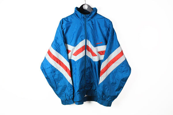 Vintage Adidas Track Jacket XLarge blue 90s sport style windbreaker 