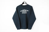 Vintage Umbro Sweatshirt Medium navy blue big logo 90s classic UK Sport jumper