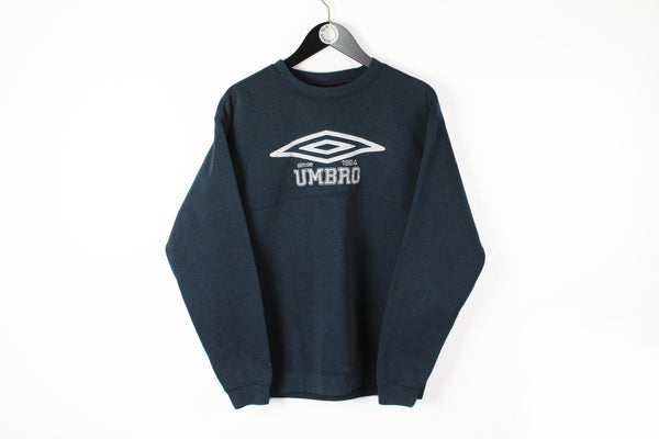 Vintage Umbro Sweatshirt Medium navy blue big logo 90s classic UK Sport jumper