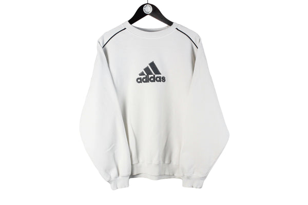 Vintage Adidas Sweatshirt Medium white big logo crewneck 90s sport style jumper