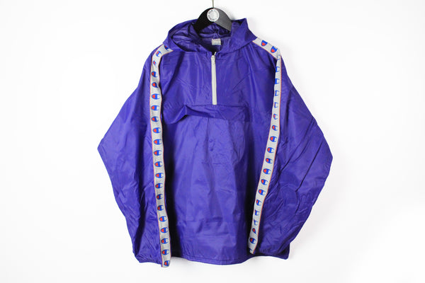 Vintage Champion Anorak Jacket XLarge purple USA Know How retro style windbreaker Pocket jacket