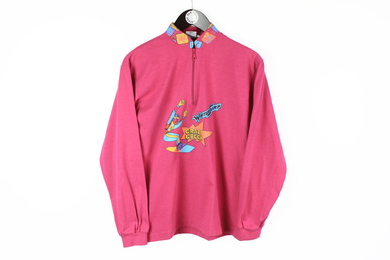 Vintage Rodeo Sweatshirt 1/4 Zip Small pink 90s crazy creek winterSurf 90s ski snowboard jumper