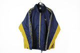 Vintage Puma Jacket XLarge light wear blue yellow full sleeve monogram logo retro style Germany wear windbreaker