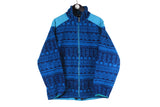 Vintage Mammut Fleece Large size men's abstract pattern full zip sweatshirt warm winter wear long sleeve sweater blue rare retro 90's 80's style outdoor wear ski mountain