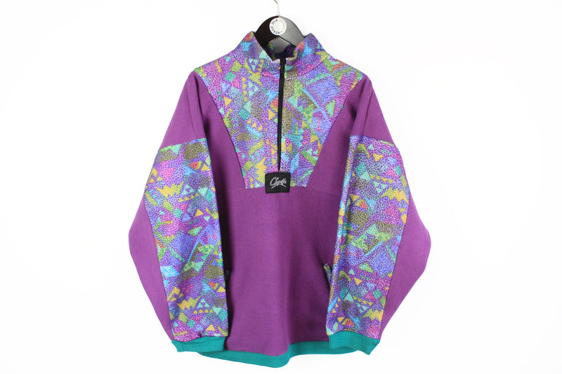 Vintage Fleece Half Zip Large abstract pattern 90s multicolor purple sweater