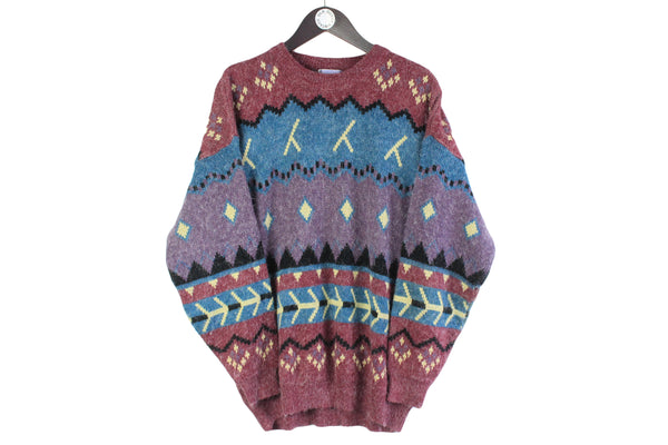 Vintage Broadway Sweater Large abstract pattern 90s multicolor retro spirit pullover