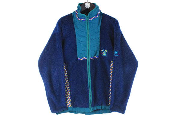 Vintage Helly Hansen Fleece Full Zip Medium blue 90s retro ski style winter sweater sport outdoor trekking heavy sweater 90s style
