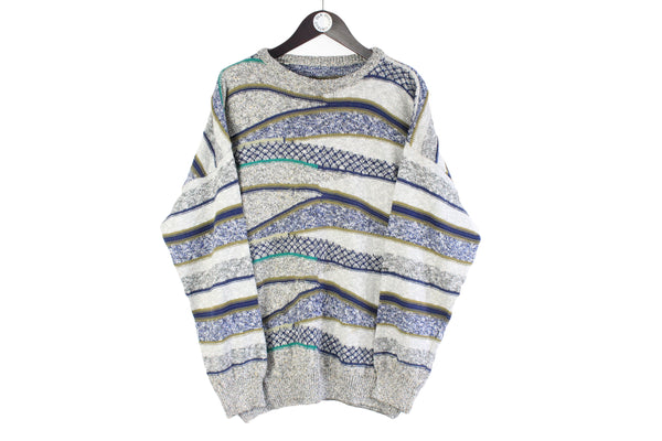 Vintage Sweater Large 3d pattern 80s retro jumper authentic pullover vintage spirit