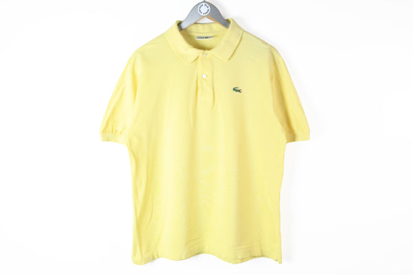 Vintage Lacoste Polo T-Shirt Medium yellow bright classic made in France shirt