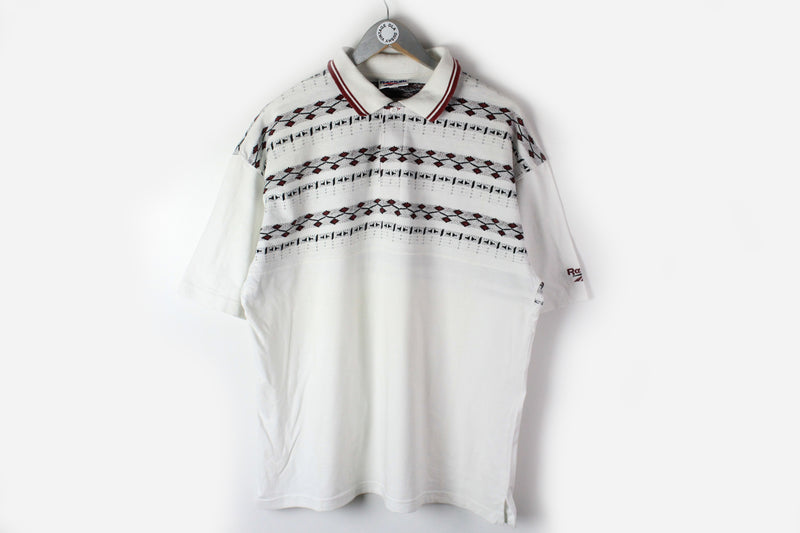 Vintage Reebok Polo T-Shirt XLarge / XXLarge white 90s sport classic tennis tee