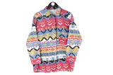 Vintage Flannel Shirt Women’s Medium retro abstract pattern multicolor 90s blouse