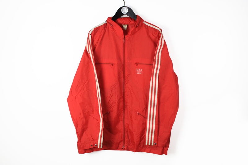 Vintage Adidas Jacket XLarge red white stripes 90s classic made in Philippines windbreaker