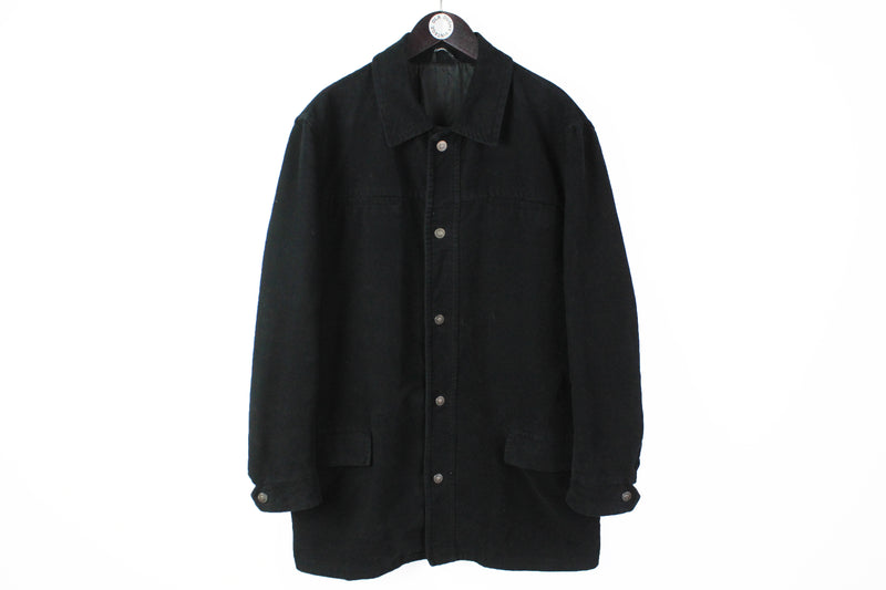 Vintage Versace Button Jacket Large / XLarge 90s luxury authentic black overshirt