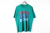 Vintage Adidas T-Shirt Large green big logo 90s sport top