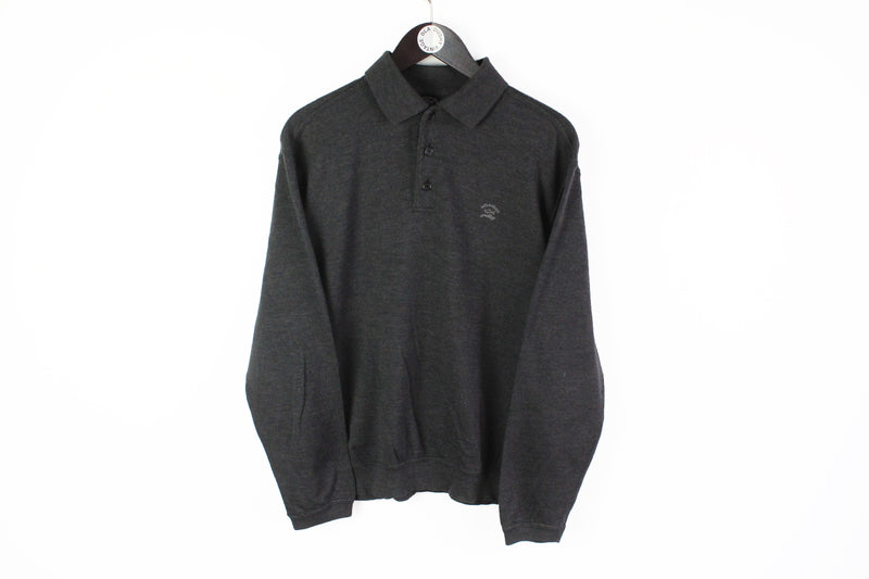 Paul & Shark Collared Sweater Large gray wool small logo long sleeve shirt