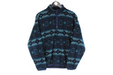 Vintage L.L.Bean Fleece Small blue green snap buttons 90s retro sweater dark colorway USA style