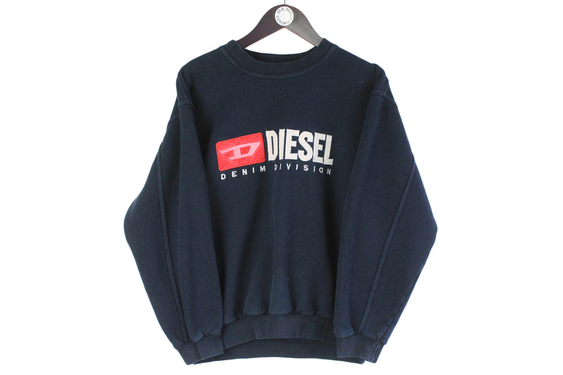Vintage Diesel Sweatshirt Small big logo denim division 90s crewneck retro jumper sport style oversize pullover USA brand
