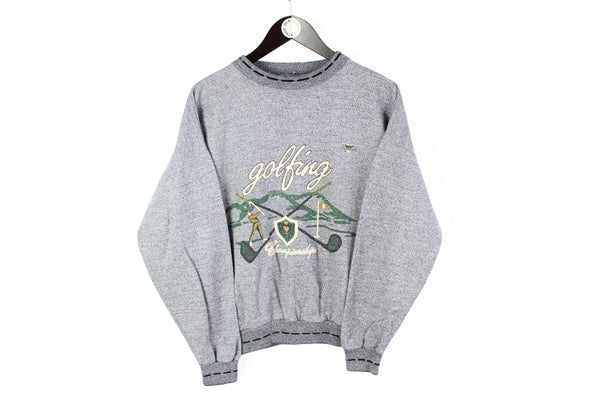 Vintage Golfing Sweatshirt Small gray 90s big logo retro style crewneck
