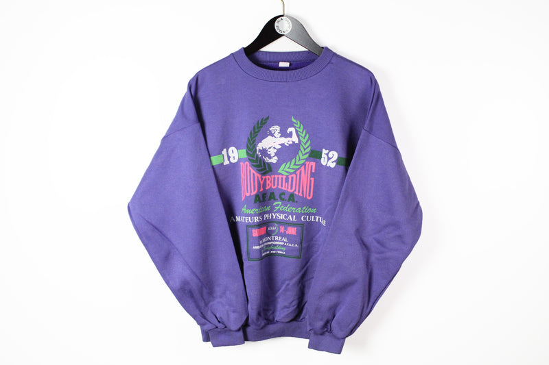 Vintage Bodybuilding Sweatshirt Medium purple 90s sport retro style jumper
