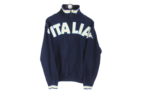 Vintage Kappa Sweatshirt 1/4 Zip Large navy blue Italia 90's Italy style sport jumper