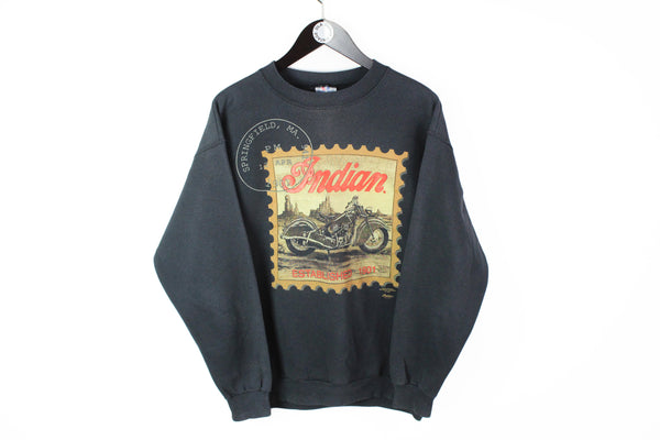 Vintage Indian 1990 Sweatshirt Medium  made in USA black Biker 90s crewneck