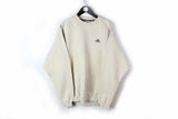Vintage Adidas Sweatshirt Medium beige 90s sport retro style small logo jumper