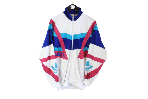 Vintage Adidas Tracksuit XLarge rare multicolor bright white blue 90s athletic track suit jacket and pants