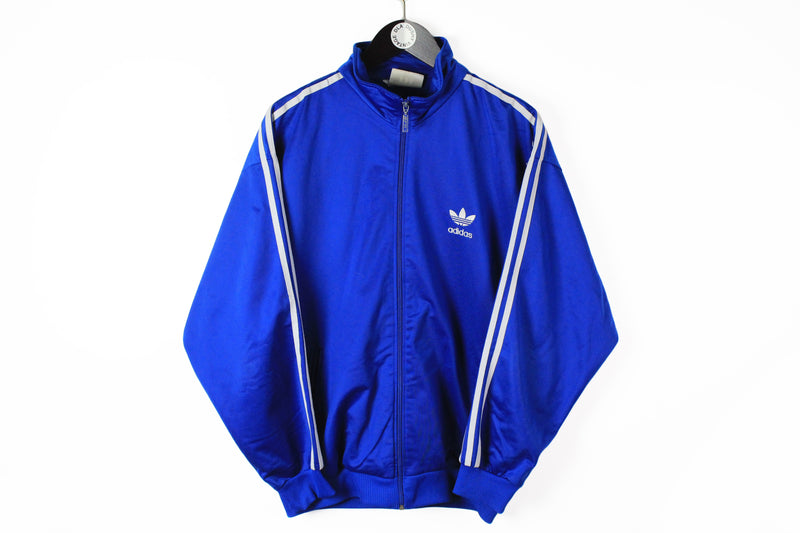 Vintage Adidas Track Jacket Large blue full zip 90s sport style windbreaker