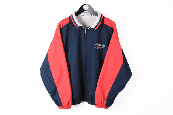 Vintage Reebok Track Jacket Large blue red 90s sport windbreaker big logo