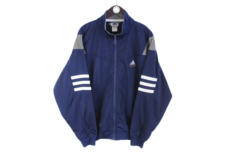 Vintage Adidas Tracksuit XLarge navy blue 90s full zip retro style jacket and pants