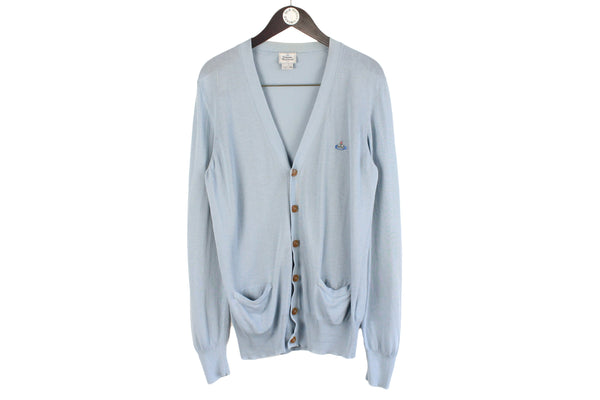 Vivienne Westwood Cardigan XLarge / XXLarge size large men's classic jumper button up sweater light blue basic style luxury outfit