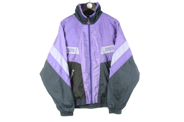 Vintage Puma Track Jacket XLarge purple black 90s sport athletic retro windbreaker