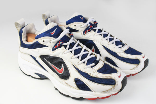 Vintage Nike Sneakers US 10 white blue 90s retro sportswear athletic rare running trainers sport shoes