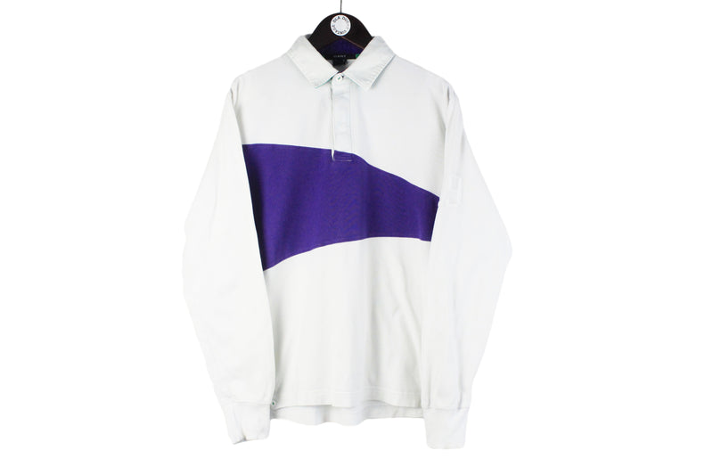 Vintage Gant Rugby Shirt Large white 90s long sleeve collared sweatshirt jumper