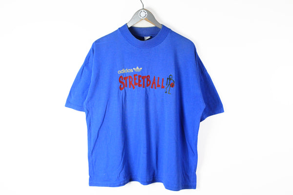 Vintage Adidas Streetball T-Shirt Medium big embroidery logo 90s sport basketball tee