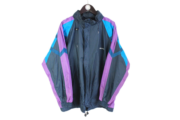 Vintage Adidas Jacket XLarge  purple 90's windbreaker hooded sport coat