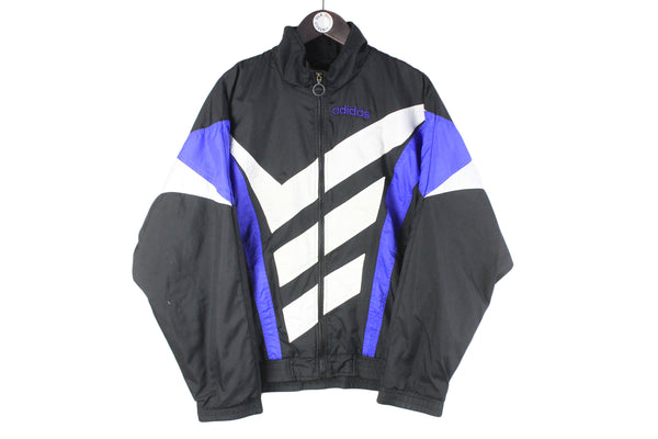 Vintage Adidas Tracksuit Medium black 90s retro sport style windbreaker jacket and pants 90s authentic streetwear suit