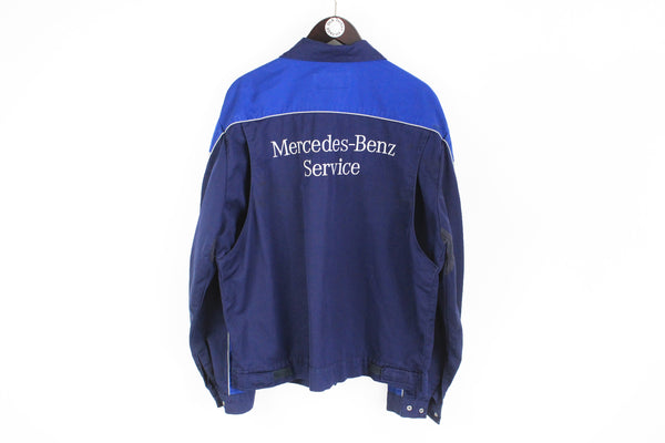 Vintage Mercedes-Benz Work Jacket XLarge blue big logo Service coat 90s 00s
