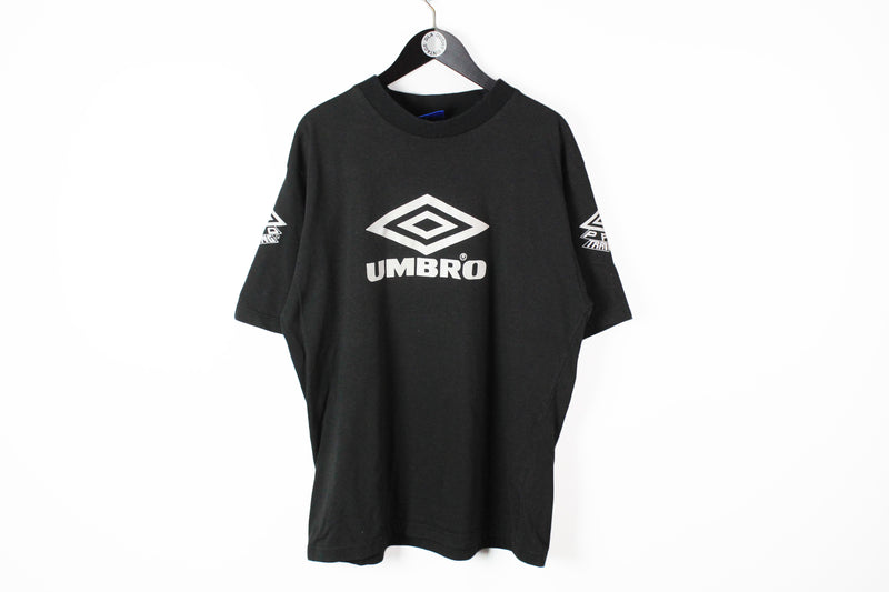 Vintage Umbro T-Shirt XXLarge black big logo 90s retro style cotton tee