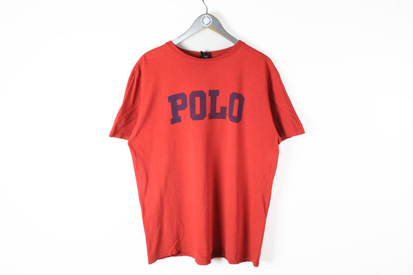 Vintage Polo Ralph Lauren T-Shirt Large red 90s big logo classic basic hip hop tee