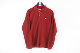 Vintage Lacoste Long Sleeve Polo T-Shirt Medium red 90's collared sweatshirt rugby shirt tyle