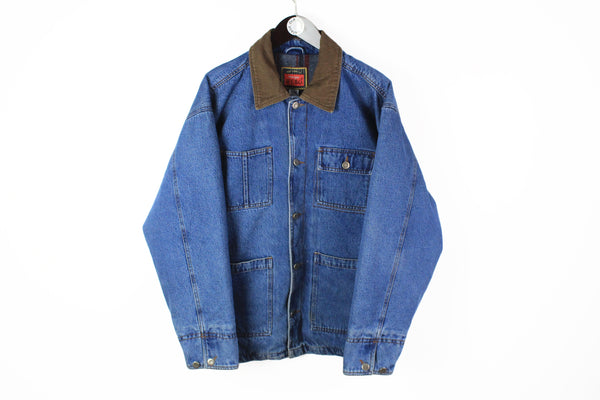 Vintage Wrangler Hero Denim Jacket Large blue jean coat 90s sport style work wear
